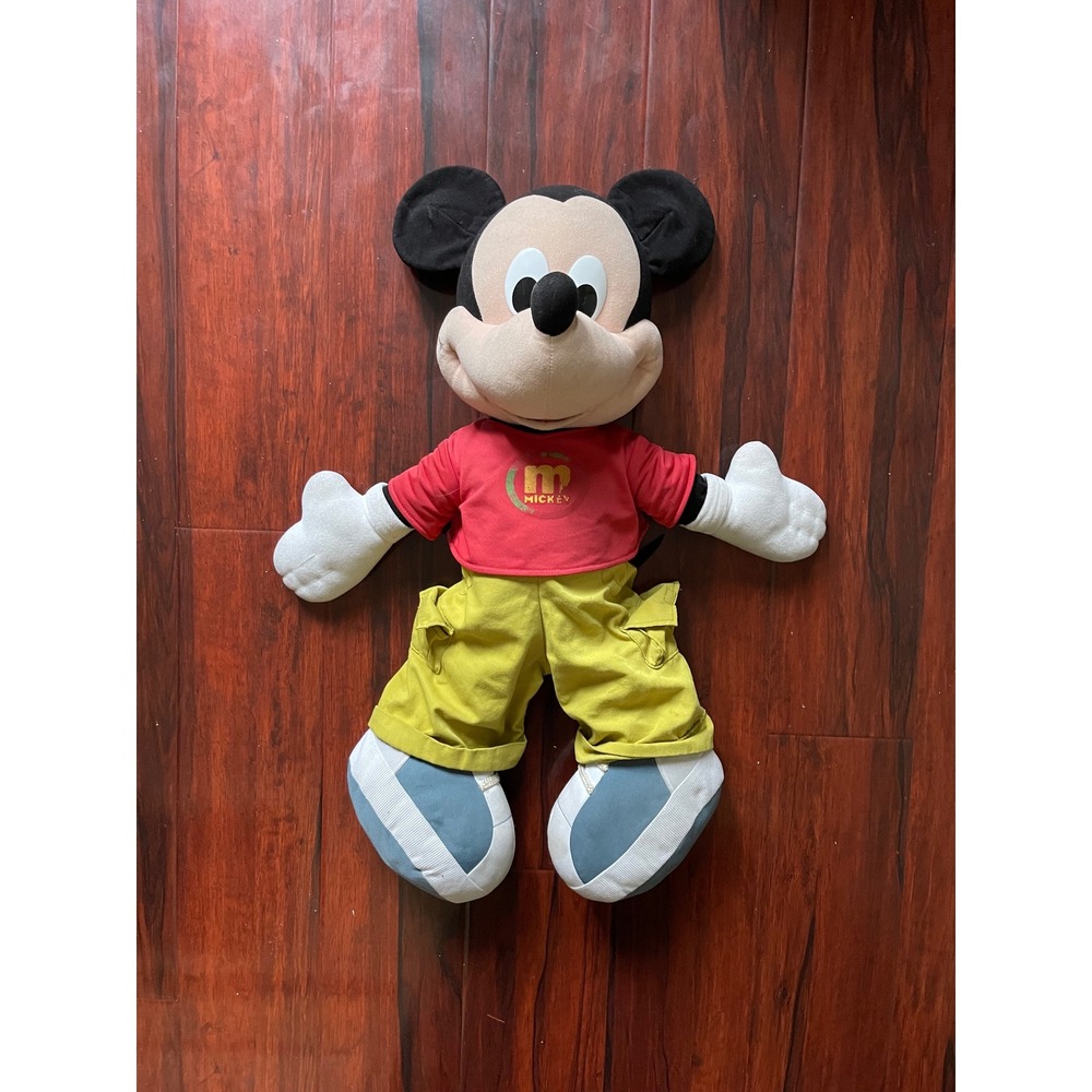 Vintage Disney Mickey Mouse Plush Large 26" 90s Stuffed Animal Toy Cargo Pants
